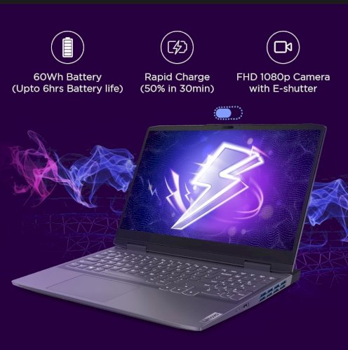 Get 1 year free internet or 1 year Netflix on purchasing Lenovo LOQ Intel Core i5-12450H 15.6" (39.6cm) FHD IPS 144Hz 350Nits Gaming Laptop (16GB/512GB SSD/Win 11/NVIDIA RTX 2050 4GB Graphics/Office 2021/3 Month Game Pass/Storm Grey/2.4Kg), 82XV00F4IN