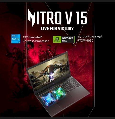 Get 1 year free internet or 1 year Netflix on purchasing Acer Nitro V Gaming Laptop 13th Gen Intel Core i5-13420H with RTX 4050 Graphics 6GB VRAM, 144Hz Display (16GB DDR5/1TB SSD/Windows 11 Home/Wi-Fi 6),15.6"(39.6cms) FHD ANV15-51